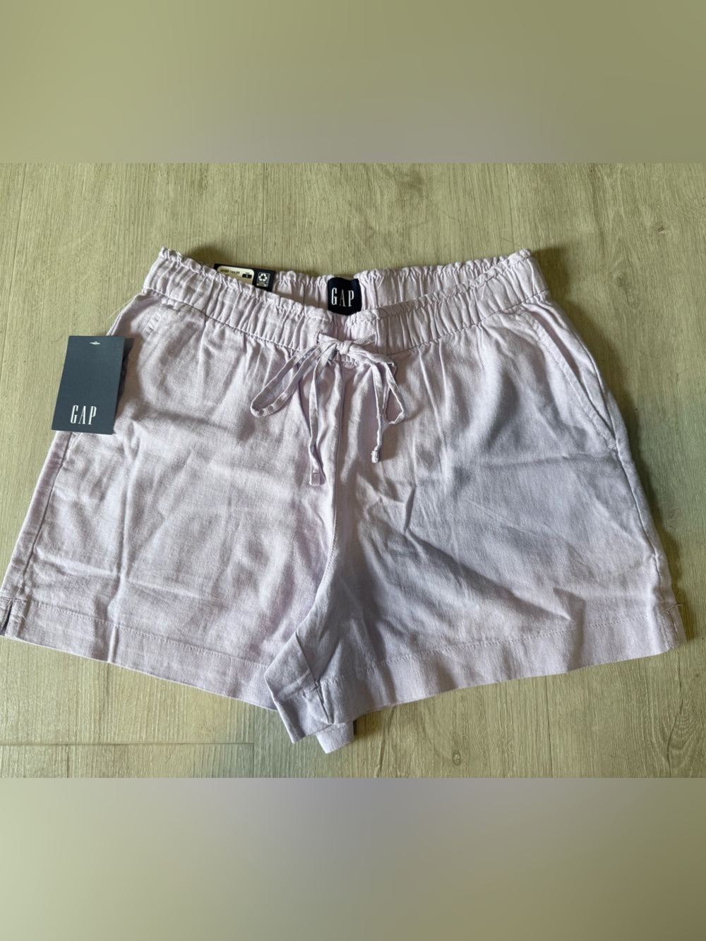 GAP Women's Pale purple Drawstring Linen-Blend Shorts